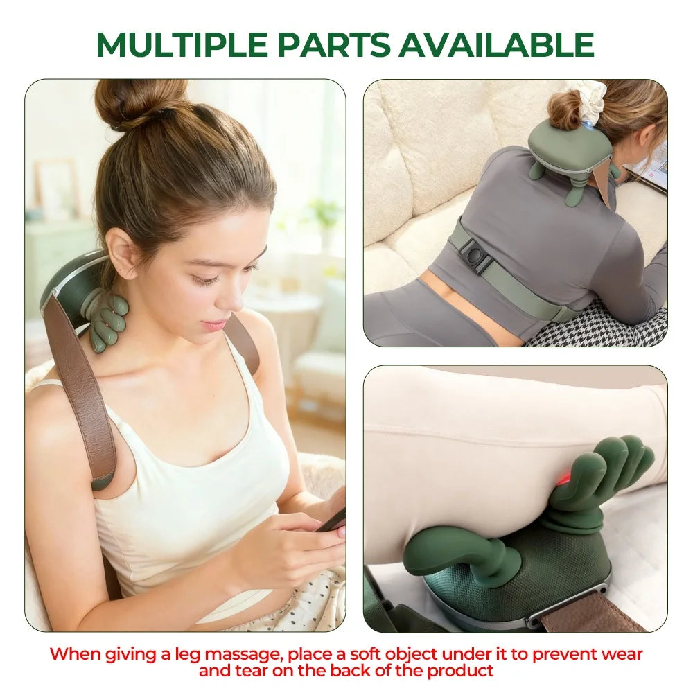 4D bionic finger wireless neck and shoulder massager with heat therapy 3 intensity levels