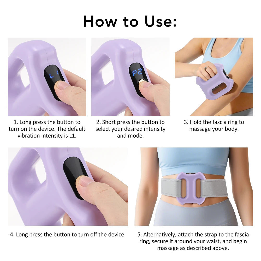 portable dual-ring vibration fascia massager belt for body slimming fat burning and muscle relief