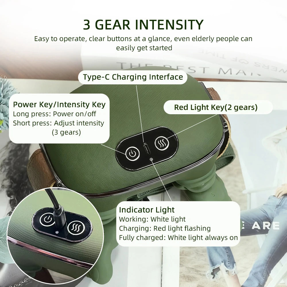 4D bionic finger wireless neck and shoulder massager with heat therapy 3 intensity levels